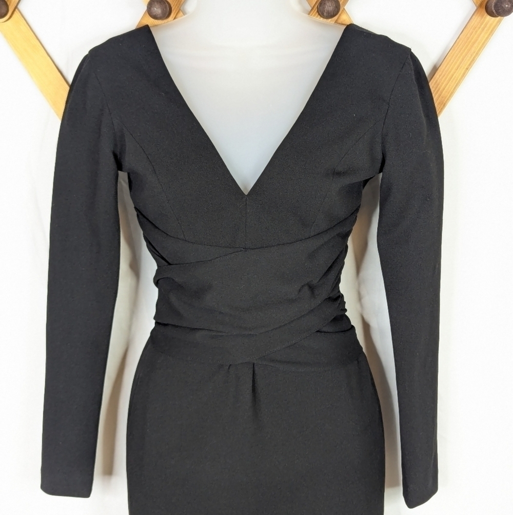 Dress the Population Drew V-Neck Long Sleeve Stretch Mini Dress - Picture 4 of 8